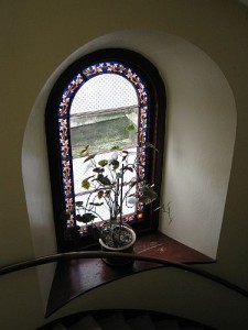 Gaia House Interior stained-glass window